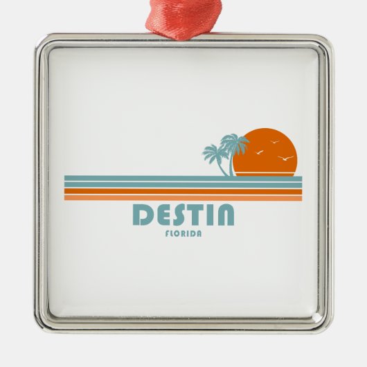 Destin Florida Sun Palm Trees Metalen Ornament (Voorkant)