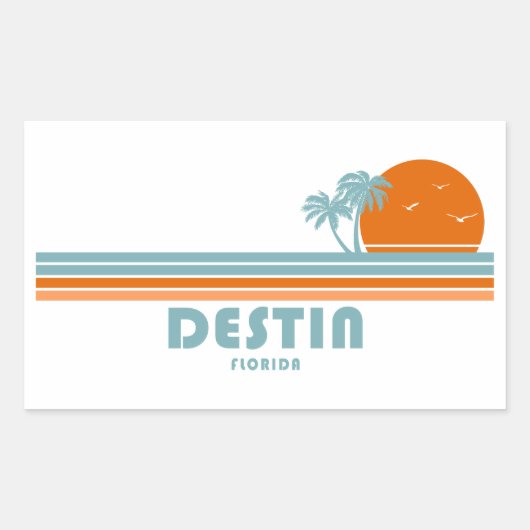 Destin Florida Sun Palm Trees Rechthoekige Sticker (Voorkant)