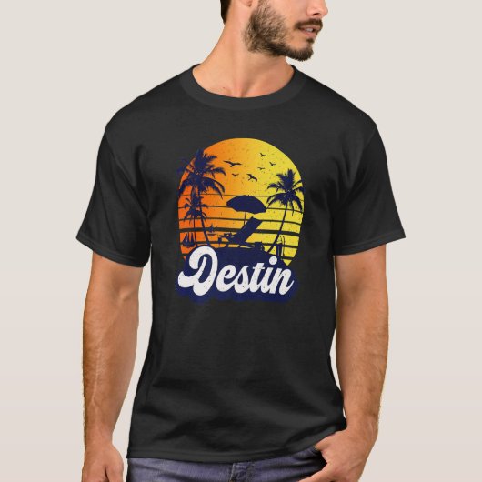 Destin Florida Sunset Beach Retro Premium T-shirt (Voorkant)
