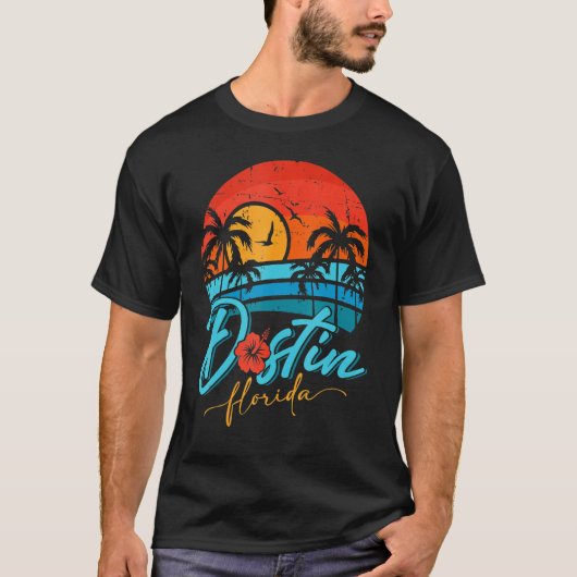 Destin Florida Sunset Retro Summer Vacation Beach T-shirt (Voorkant)