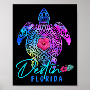 Destin Florida Tie Dye Zee Turtle Summer Vacation Poster