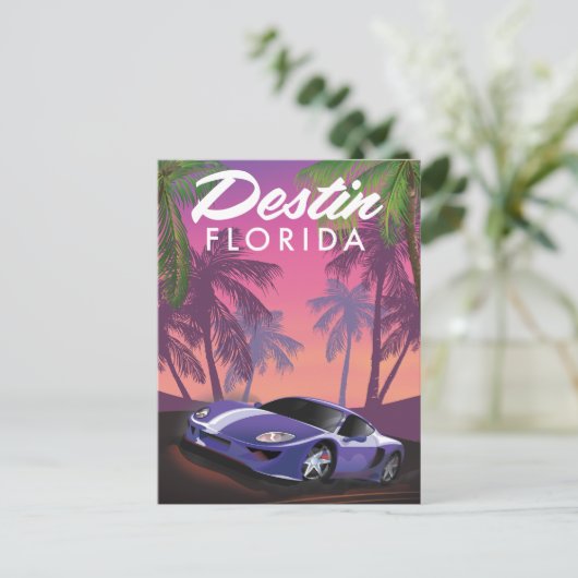 Destin Florida USA sportauto poster. Briefkaart (Staand voorkant)