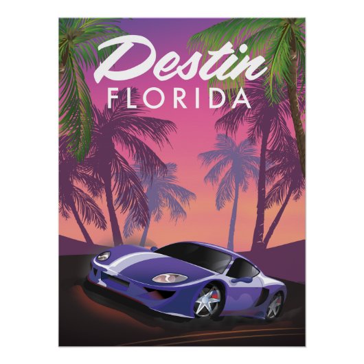 Destin Florida USA sportwagen poster. Perfect Poster (Voorkant)