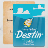 Destin Florida vintage reisposter. Kaart (Voorkant / Achterkant)