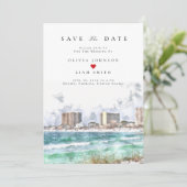 Destin Florida Waterverf Save the Date Wedding Kaart (Staand voorkant)