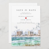 Destin Florida Waterverf Save the Date Wedding Kaart (Voorkant / Achterkant)