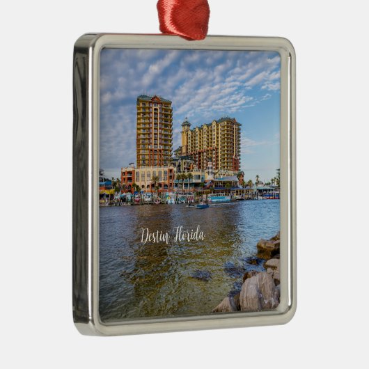 Destin Harbor Boardwalk Square Ornament (Rechts)