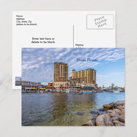 Destin Harbour Boardwalk Post Kaart (Voorkant / Achterkant)