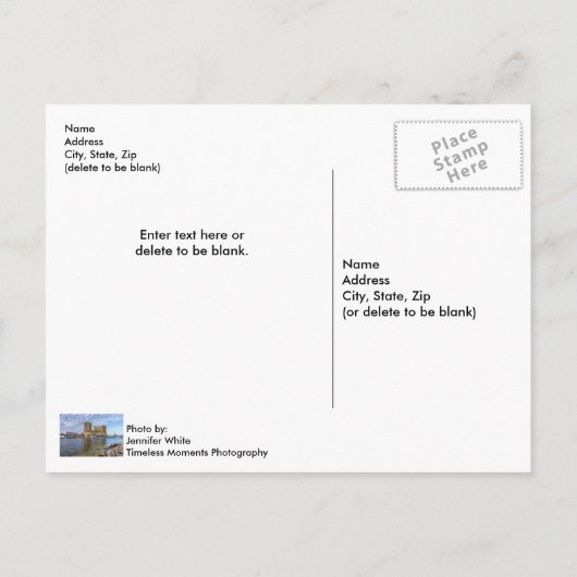 Destin Harbour Boardwalk Post Kaart (Achterkant)