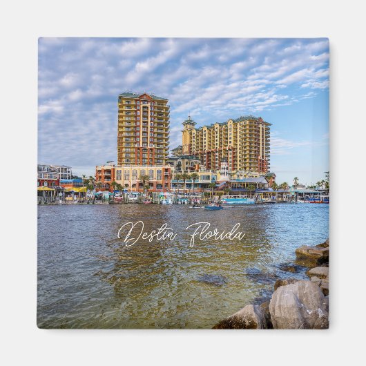 Destin Harbour Boardwalk Square Magnet (Voorkant)