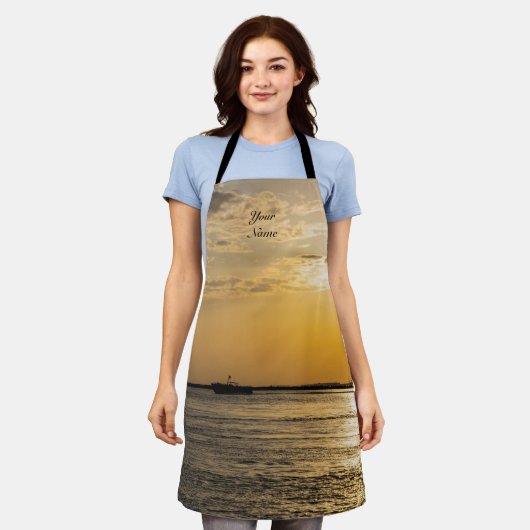Destin Sunset And Helicopters Apron Schort (Gedragen)