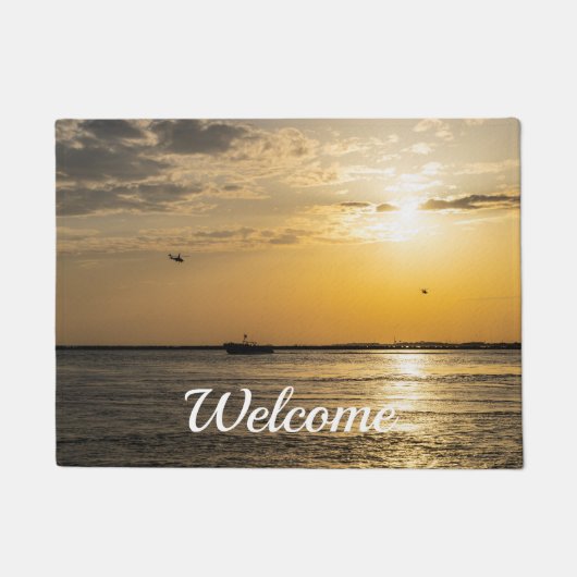 Destin Sunset And Helicopters Welcome Doormat Deurmat (Voorkant)