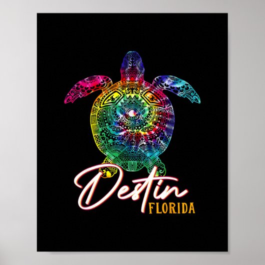 Destin Tie Dye Zeeschildpad Florida Matchende Fami Poster (Voorkant)