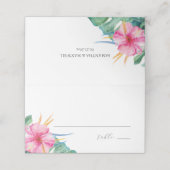 Destin Trouwplaats Kaarten Tropische Roze Bloemen Plaatskaartje (Buitenkant ongevouwen)