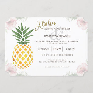 Destination Aloha Tropical Beach Wedding Invite Kaart