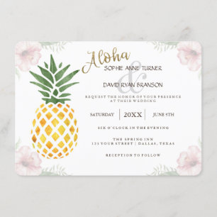Destination Aloha Tropical Beach Wedding Invite Kaart