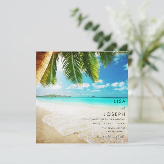 Destination Beach Wedding Aankondiging (Staand voorkant)