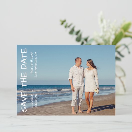 Destination Beach Wedding Photo Save The Date (Staand voorkant)
