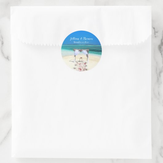 Destination Beach Wedding Ronde Sticker (Tas)