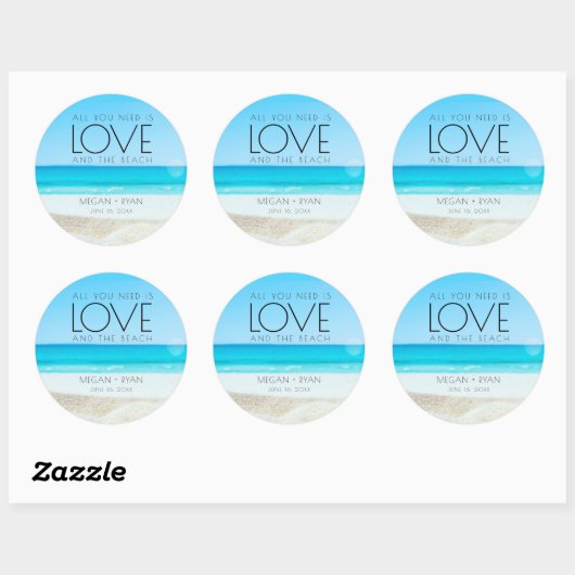 Destination Beach Wedding Ronde Sticker (Vel)