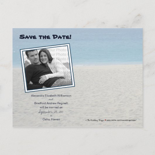Destination Beach Wedding Save the Date Briefkaart (Achterkant)