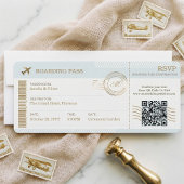 Destination Boarding Pass Plane Ticket Wedding Kaart