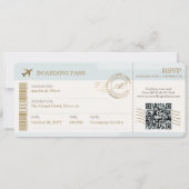 Destination Boarding Pass Ticket Photo Wedding Kaart (Voorkant)