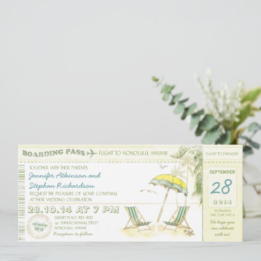 Destination Boarding Pass - Uitnodigingen voor bru (Staand voorkant)