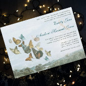 Destination Butterfly and Palm Tree Wedding Invite Kaart