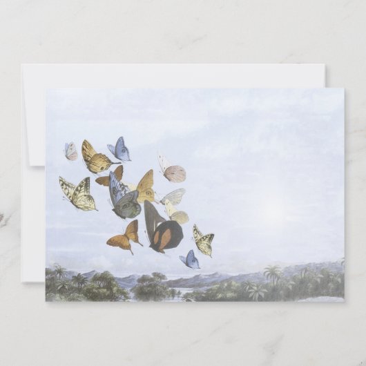 Destination Butterfly and Palm Tree Wedding Invite Kaart (Achterkant)