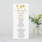 'Destination Gold Wereldkaart Wedding Programme' Programmakaart (Staand voorkant)