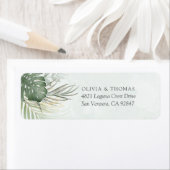 Destination Green Watercolor Palm Leaves Wedding Etiket (Insitu)