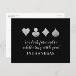 Destination LasVegas Wedding RSVP Silver Briefkaar Aankondigingskaart