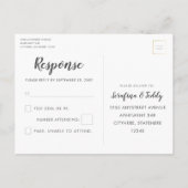 Destination LasVegas Wedding RSVP Silver Briefkaar Aankondigingskaart (Achterkant)