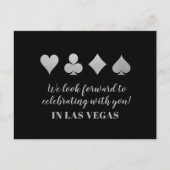 Destination LasVegas Wedding RSVP Silver Briefkaar Aankondigingskaart (Voorkant)