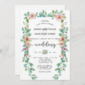 Destination Luau Tropical Floral Wreath Wedding Kaart (Voorkant / Achterkant)