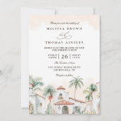 Destination Mexican Tropical Palm QR Code Wedding Kaart (Voorkant)
