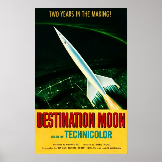 DESTINATION MOON Retro Hollywood Sci Fi Film Poster (Voorkant)