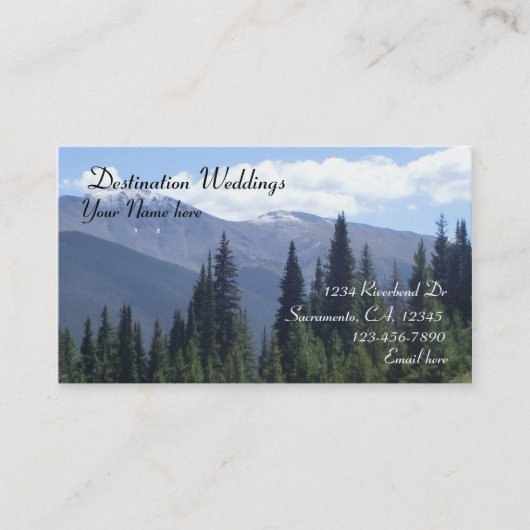 Destination Mountain bruiloft visitekaartjes (Voorkant)