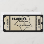 Destination Old Hollywood Ticket Playbill Wedding Kaart (Achterkant)