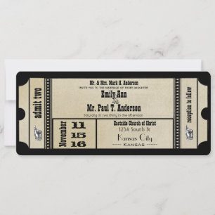 Destination Old Hollywood Ticket Playbill Wedding Kaart