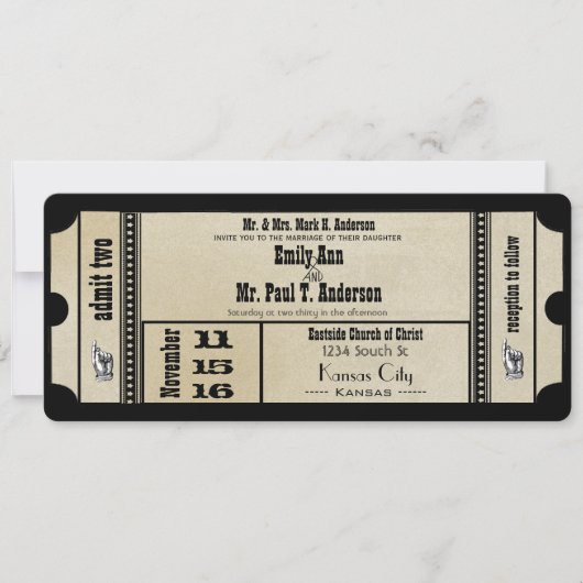 Destination Old Hollywood Ticket Playbill Wedding Kaart (Voorkant)