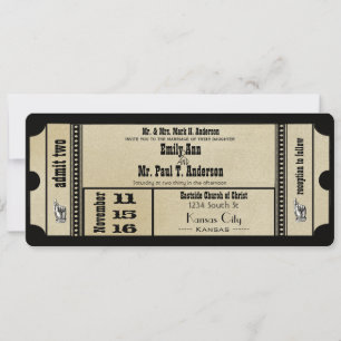 Destination Old Hollywood Ticket Playbill Wedding Kaart