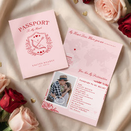 Destination Passport to My Heart Valentine’s Day Feestdagen Kaart