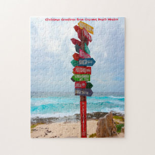 Destination Sign Post Cozumel Beach Mexico. Jigzaa Legpuzzel