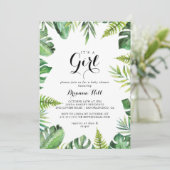 Destination Tropical Green Het is een meisje Baby  Kaart (Staand voorkant)