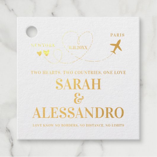 Destination Wedding | Airplane Heart Bedankjes Labels (Voorkant)