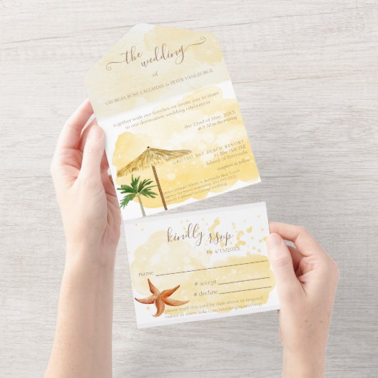 Destination Wedding All in One Wedding Invitation Uitnodiging (Afscheurbaar)