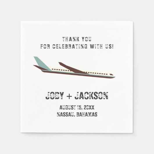 Destination Wedding Bedankt Vliegtuigservetten Servet (Voorkant)