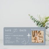 Destination Wedding Blue QR Code Boarding Pass (Staand voorkant)